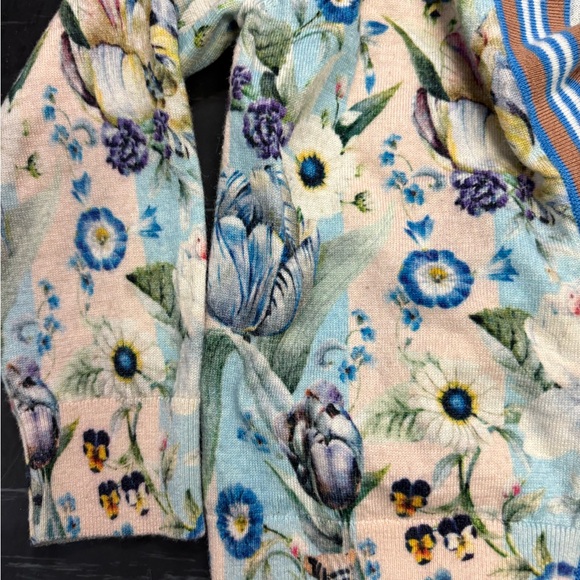 Burberry Floral Bomber sweater with Blue and Cream - Picture 2 of 4
